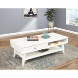 Alpine Furniture Flynn Wood 1 Drawer Coffee Table in White