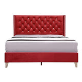 Glory Furniture Julie Velvet Upholstered Full Bed in Cherry
