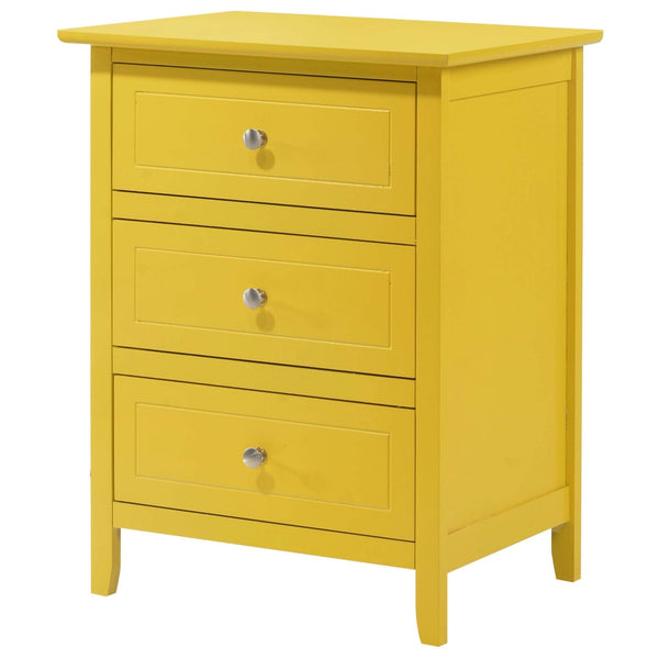 Glory Furniture Daniel 3 Drawer Nightstand in Yellow