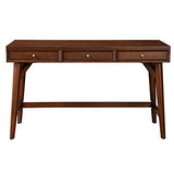 Alpine Furniture Flynn Large Wood 3 Drawer Desk in Walnut