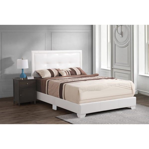 Glory Furniture Panello Faux Leather Upholstered Queen Bed in White