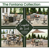 Hanover FNTDN7PCSW6RDTN Fontana 7-Piece Outdoor Patio Dining Set, 6 Sling Swivel Rocker Chairs and 60" Round Tile Table, Brushed Finish, Rust-Resistant, All-Weather-FNTDN7PCSW6RDTN, Tan/Bronze