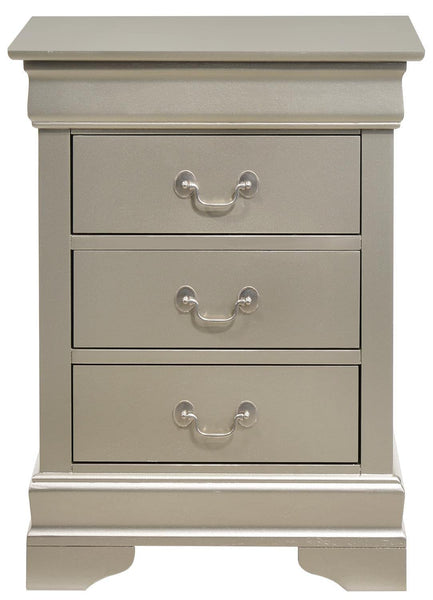 Glory Furniture 3 Drawer Nightstand, 29"H X 21"W X 16"D, Silver Champagne