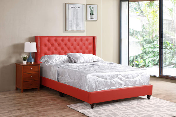 Glory Furniture Julie Faux Leather Upholstered Queen Bed in Red