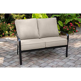Hanover Cortino Grade Aluminum Loveseat with Plush Sunbrella Cushions, CORTLVST-GMASH Commercial Outdoor Furniture, Gunmetal/Ash