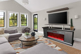 LIFESMART GLOBAL 72" Media Fireplace with Faux Glass Beads and TV Shelf - Black