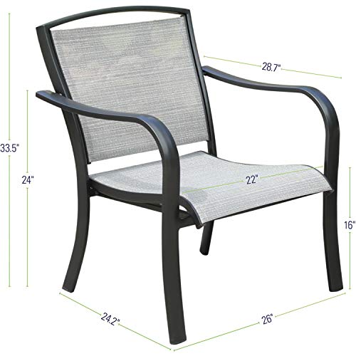 Hanover Foxhill All-Weather Grade Aluminum Lounge Chair with Sunbrella Fabric, FOXHLSDCHR-1GMASH Commercial Outdoor Furniture, Gunmetal/Ash Sling
