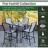 Hanover Foxhill 5-Piece Commercial-Grade Counter-Height Dining Set with 4 Sling Chairs and 42-in. Slat Table, Beige