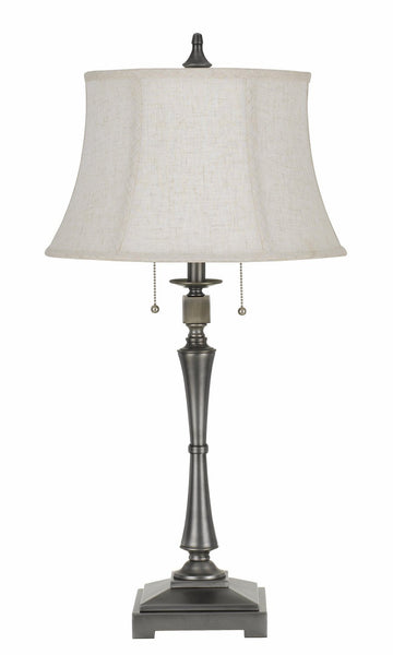 Cal 60W X 2 Madison Metal Table Lamp with SofTBack Fabric Shade, Antiqued Silver (BO-2443TB-AS)