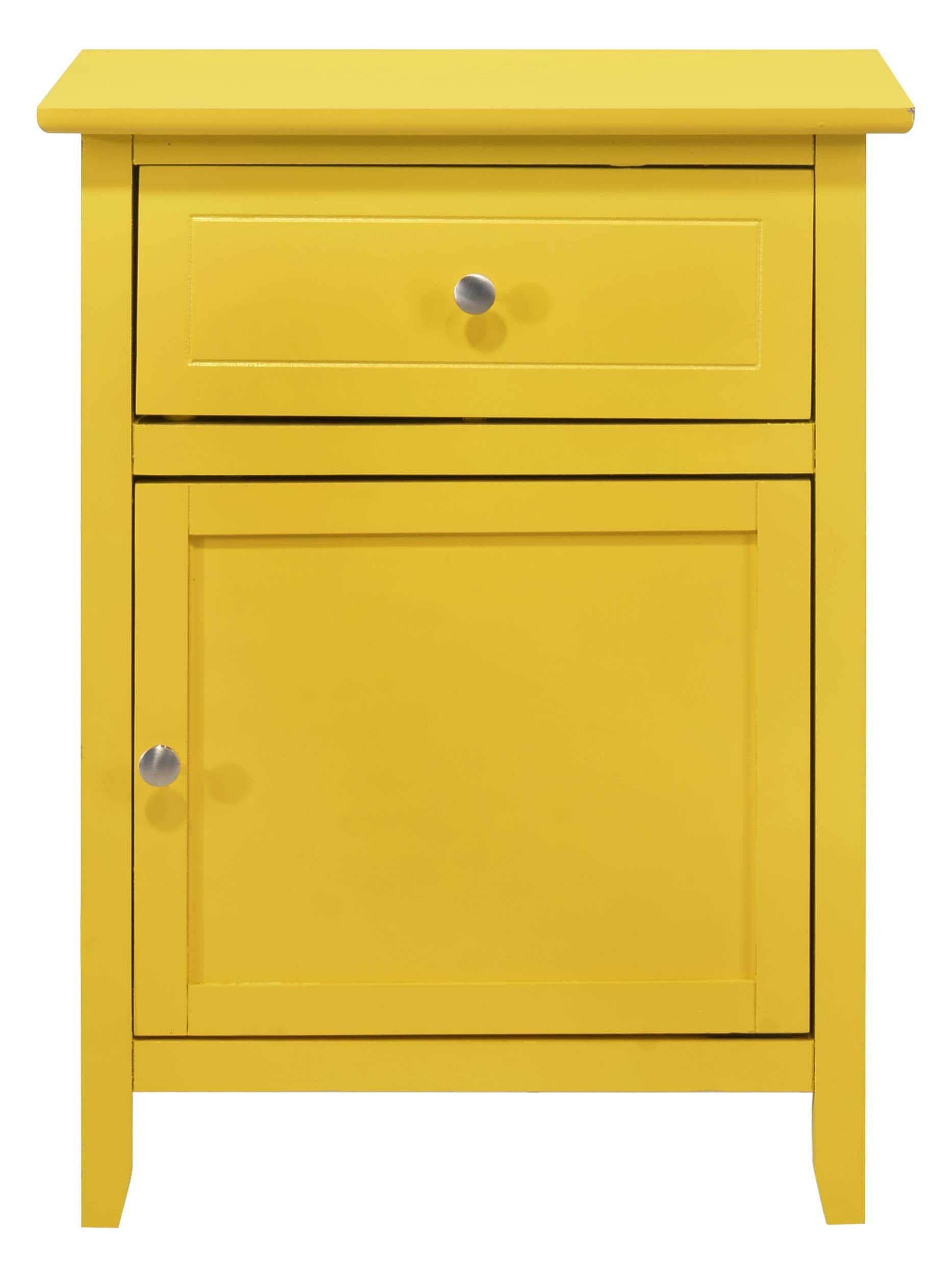 Glory Furniture 1 Drawer /1 Door Nightstand, Yellow
