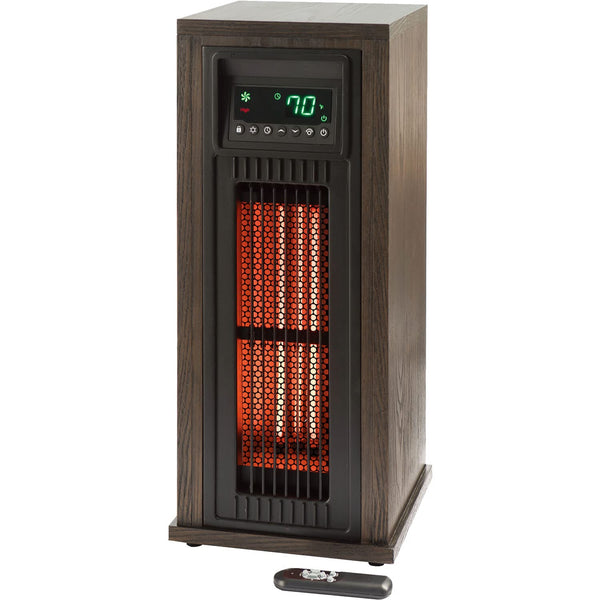 LifeSmart 23'' 3-Quartz Infrared Tower Heater with Oscillaton | Remote Control and Timer | 3 Settings with Fan Only Mode | LED Display | HT1216
