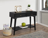 Alpine Furniture Flynn Wood Console Table with 2 Drawers in Black