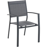 Hanover Del Mar 7-Piece Outdoor Dining Set with 6 Sling Chairs in Gray and a 40" x 118" Expandable Dining Table