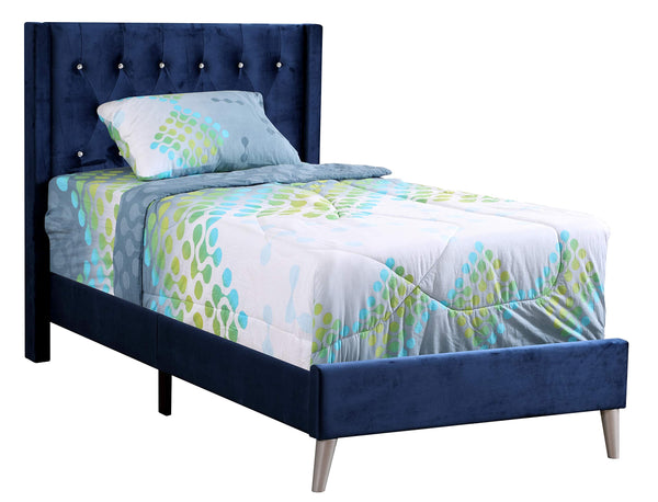 Glory Furniture Bergen Twin, Navy Blue Upholstered bed,