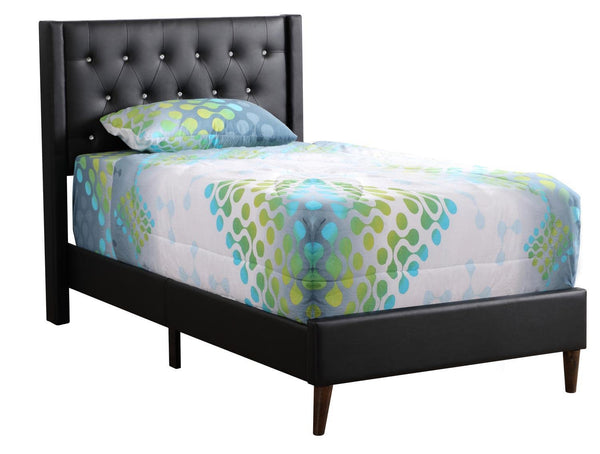 Glory Furniture Bergen Twin, Black Upholstered bed,