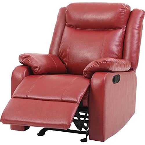 Glory Furniture Ward Faux Leather Rocker Recliner in Red