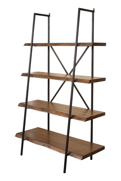 Alpine Furniture 1968-69 Wooden Bookshelf with A Sturdy Metal Frame and Four Shelves, Black and Brown