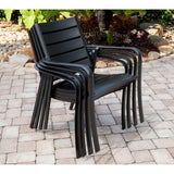 Hanover Cortino 3-Piece Grade Bistro Set with 2 Aluminum Slat-Back Dining Chairs Commercial Outdoor Furniture, Gunmetal