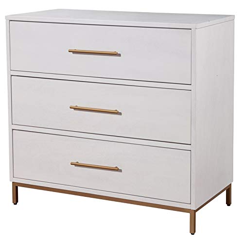 Alpine Furniture 2010-04 Madelyn Three Drawer Small Chest, 36 x 18 x 34, White