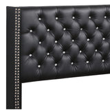 Glory Furniture Julie Velvet Upholstered Queen Bed in Black