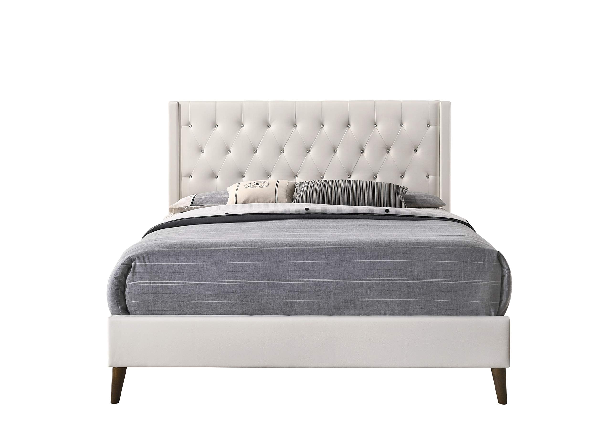 Glory Furniture Bergen Full, White Upholstered bed,
