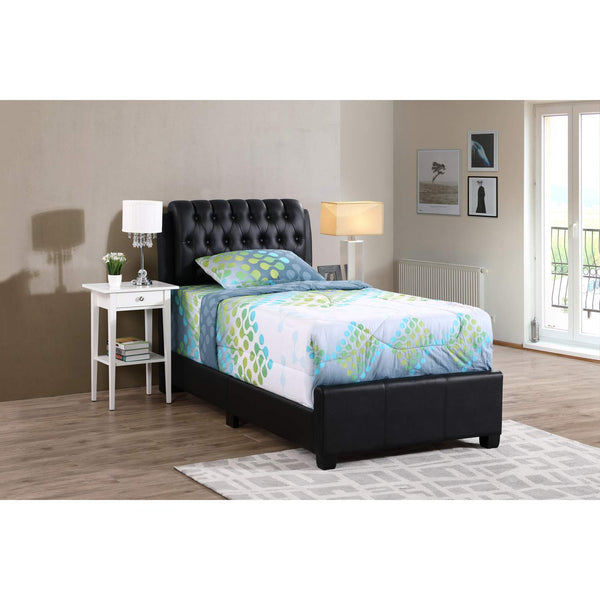 Glory Furniture Marilla Faux Leather Upholstered Twin Bed in Black
