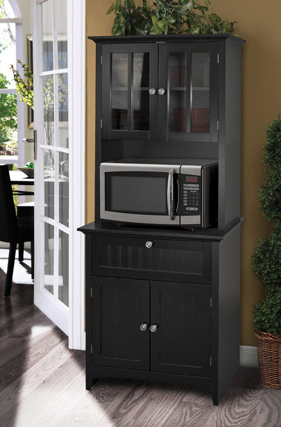 OS Home and Office Framed Glass Doors and Drawer in Black kitchen buffet with hutch