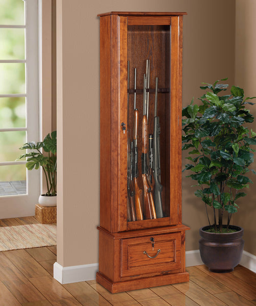 American Furniture Classics Model Wood Gun Display Cabinet, Brown